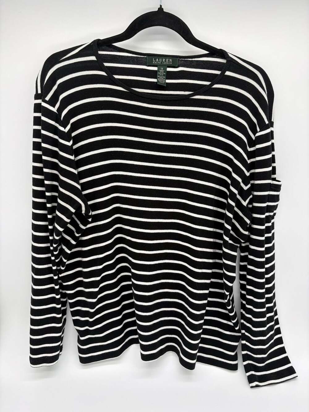 🖤 Lauren Ralph Lauren 100% Cotton Striped Long Sleeve Top 1X
